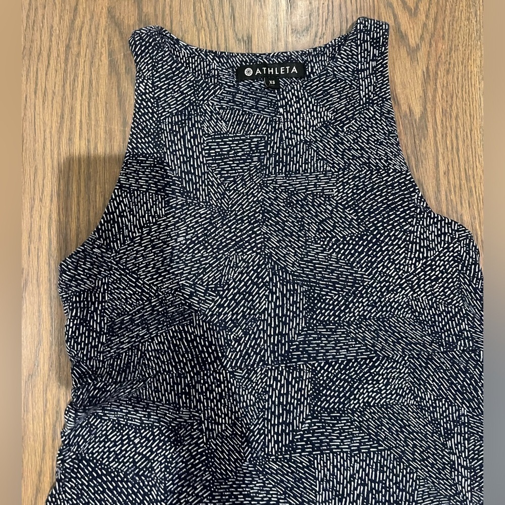 Athleta Dress Women's Size XS
Blue White Knit Sleeveless
Lightweight A-Line - Picture 5 of 7